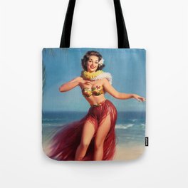 Hula Girl Vintage Pin Up Art Tote Bag