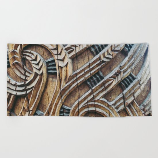 A Maori Carving Beach Towel