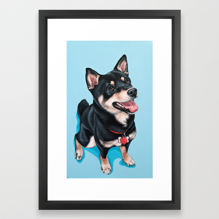 Happy Shiba Inu Puppy Painting Black Shiba Artwork Portrait Of A
