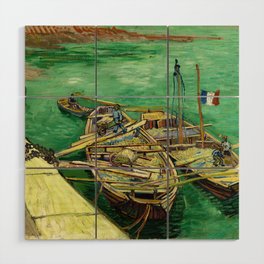 Vincent van Gogh "Quay with men unloading sand barges" Wood Wall Art