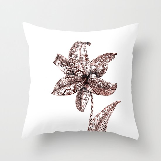 Henna Lily Throw Pillow