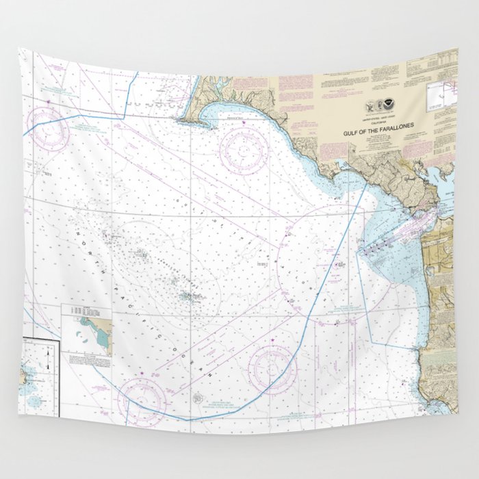 Gulf of the Farallones California Nautical Chart 18645 Wall Tapestry