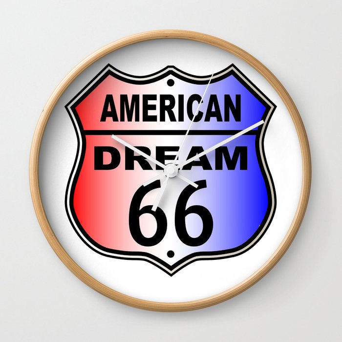 American Dream Route 66 Sign Wall Clock