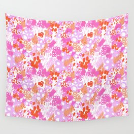 Pink and Orange Watercolor Abstract Design Wall Tapestry