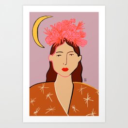 GIRL WITH FLOWER CROWN Art Print