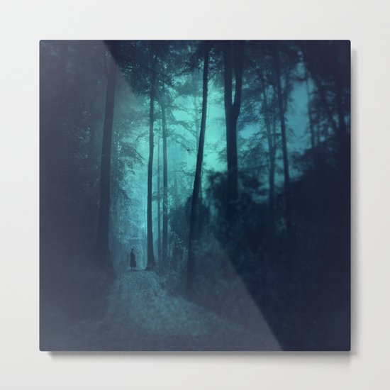 Light in a cyan forest Metal Print