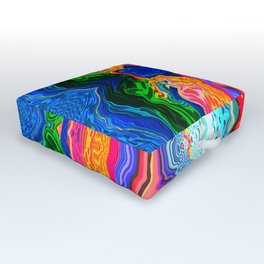 River of Colors Outdoor Floor Cushion | Rorschachtest, Marbleeffect, Graphicdesign, Liquid, Multicolor, Brightcolors, Marble, Rainbowart, River, Timelessart 