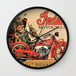 Classic Indian Roadmaster Biker Motorcycle Vintage Advertisement Poster Wall Clock