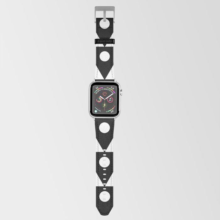 Dots & Triangles 2 - White & Black Abstract Repeat Vector Pattern Blackout Curtain Apple Watch Band