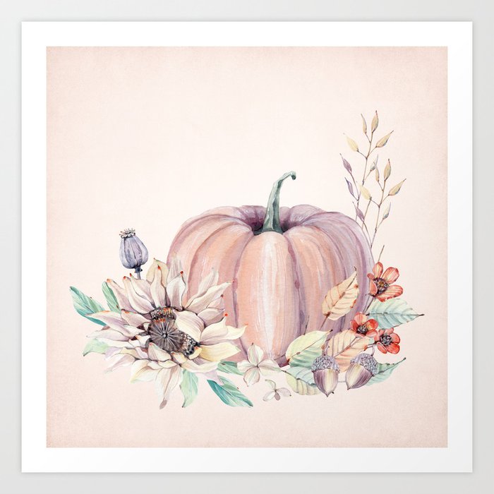 Autumn Pumpkin Cream Art Print