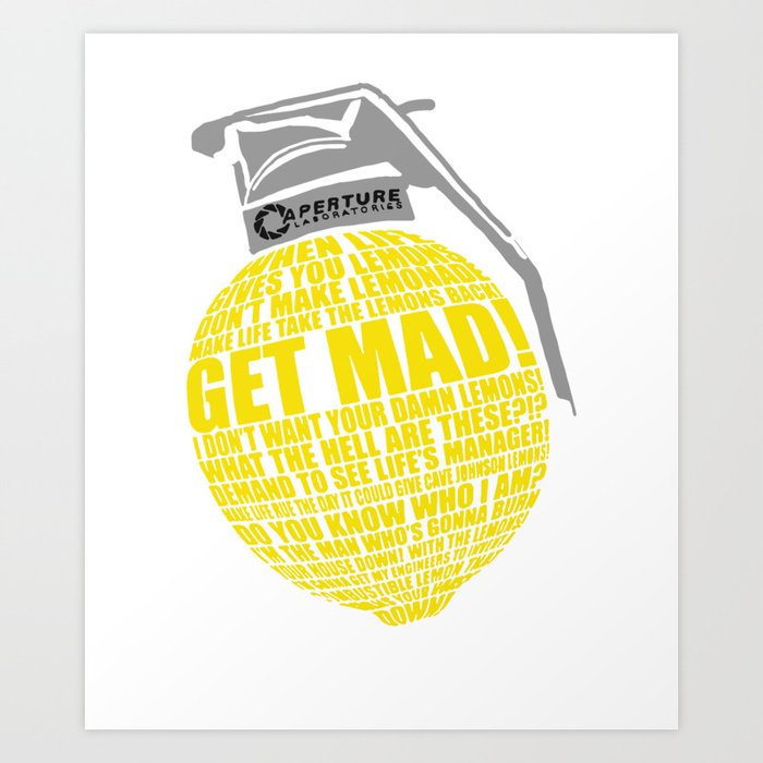 Portal 2 Combustible Lemon Quote Art Print By Kieukhanh