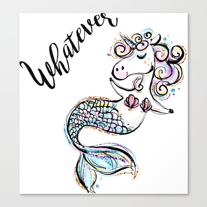 Unicorn mermaid, Funny Unicorn, Funny Mermaid, Cute Unicorn, Cute Mermaid Canvas Print