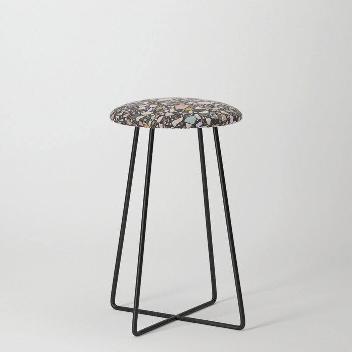 Dark terrazzo pattern Counter Stool