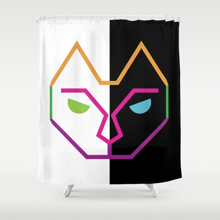 Abstract Multicolored Cat Shower Curtain