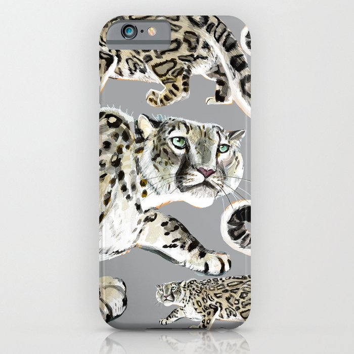 Snow leopard in grey iPhone Case