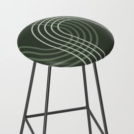 Geometric Lines Rainbow Abstract 5 in Forest Sage Green Bar Stool
