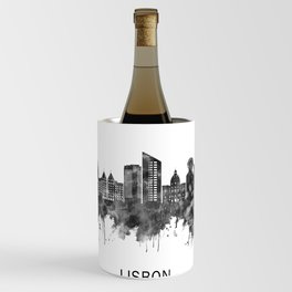 Lisbon Portugal Skyline BW Wine Chiller
