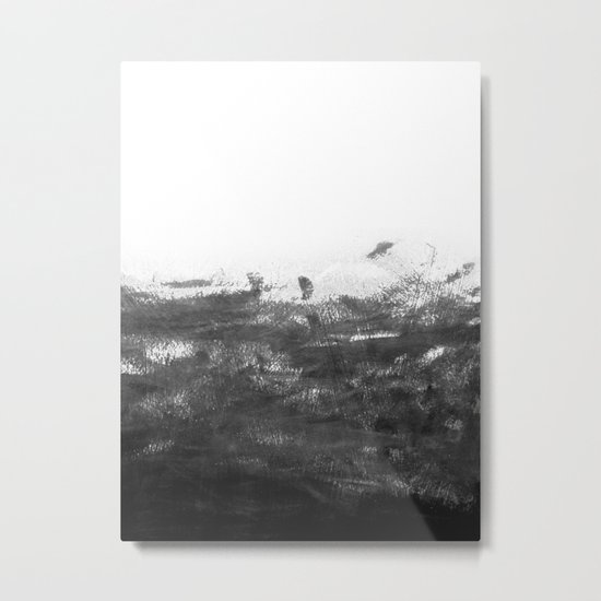 Durand - black and white minimal painting india ink brushstrokes abstract art canvas for home decor Metal Print