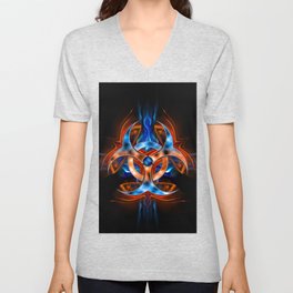 Fiery Biohazard V Neck T Shirt
