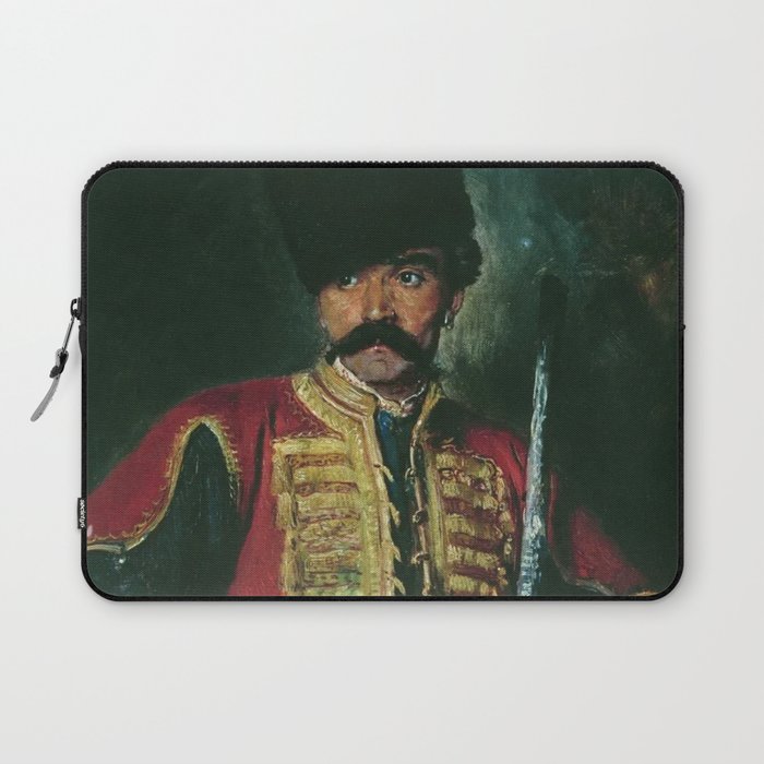 Cossack soldier Oil Painting - Konstantin Yegorovich Makovsky Laptop Sleeve