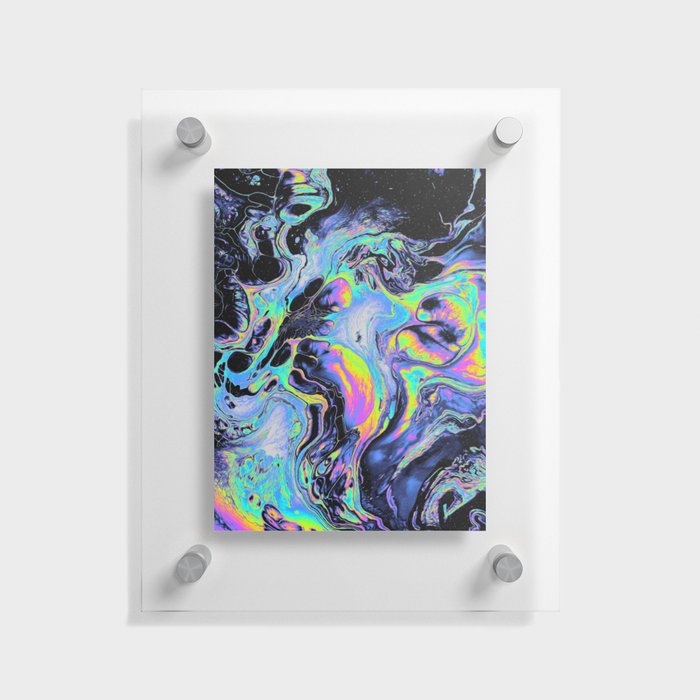 Psychedelic Blacken Multicolored Liquid Marble Pattern - Gift for Melodic Art Lovers Floating Acrylic Print