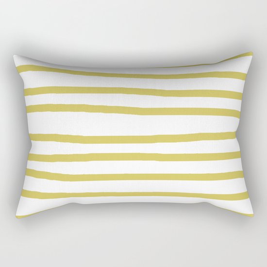 Simply Drawn Stripes Mod Yellow on White Rectangular Pillow