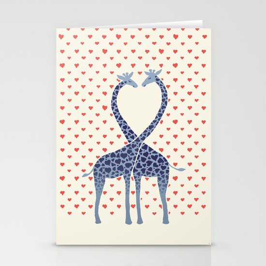 Giraffes in Love - a Valentine's Day illustration Stationery Cards