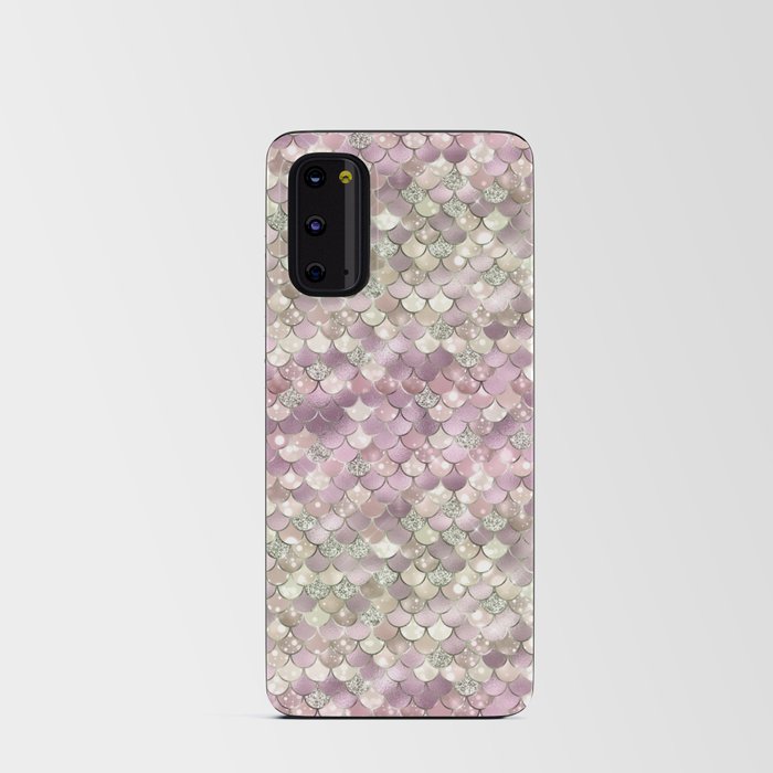 Pink Mermaid Pattern Metallic Glitter Android Card Case