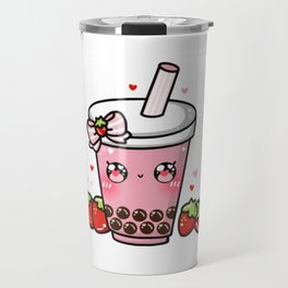 Strawberry Bubble Tea Travel Mug