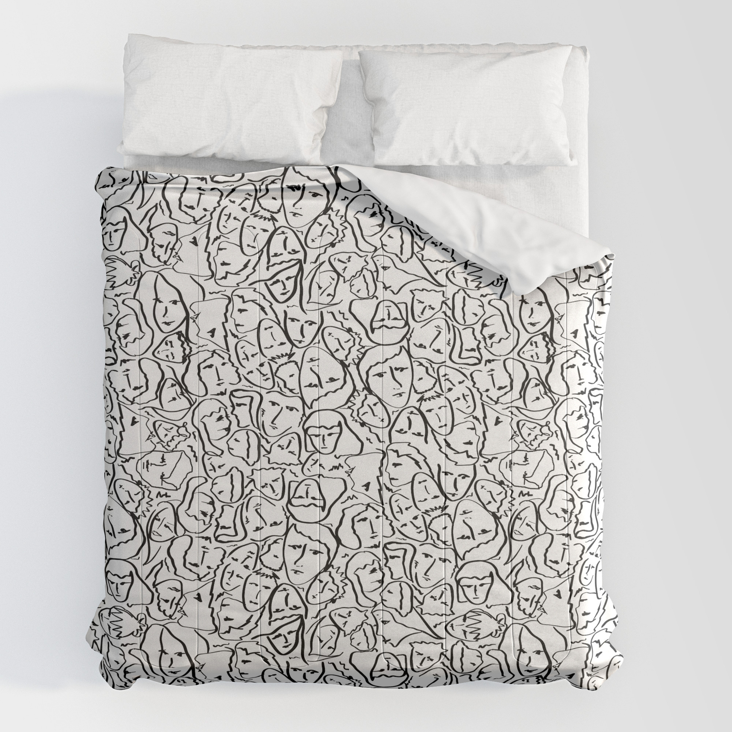 Shop wayfair for all the best california king white comforters & sets. elio s shirt faces in black outlines on white comforters by podartist
