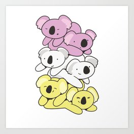 Twink Flag Pride Lgbtq Cute Koala Pile Art Print