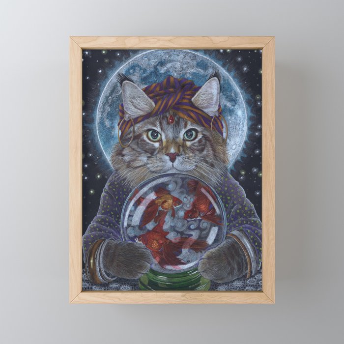 Fortune Teller Cat Framed Mini Art Print