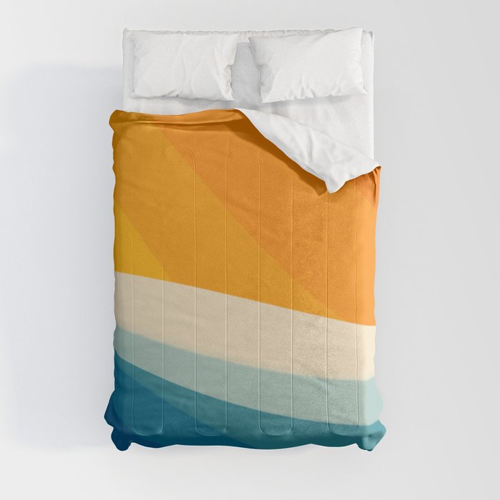 Abstract colorful landscape with wavy sea and sun Comforter