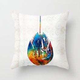 Colorful Horseshoe Crab Art by Sharon Cummings Throw Pillow