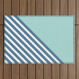 Color Block & Stripes Geometric Print, Turquoise and Teal Outdoor Rug