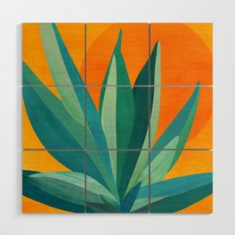 West Coast Sunset With Agave Wood Wall Art