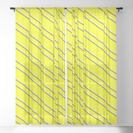 [ Thumbnail: Yellow, Beige & Green Colored Pattern of Stripes Sheer Curtain ]