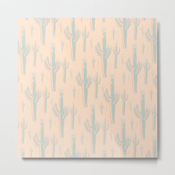 Peachy Arizona Saguaros Metal Print