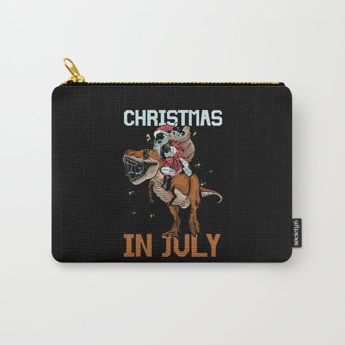 Christmas In July Santa T-Rex Dinosaur Carry-All Pouch