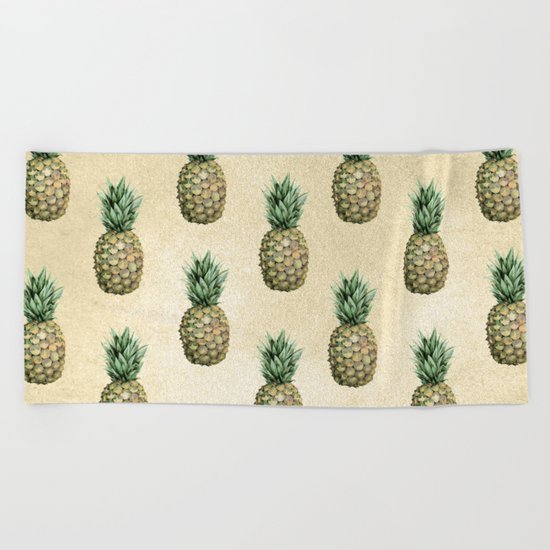Vintage Pineapple Pattern Linen Beach Towel