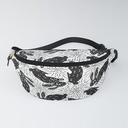 All Eyes on Me - Creepy Bunny - Black and White - Starburst  Fanny Pack