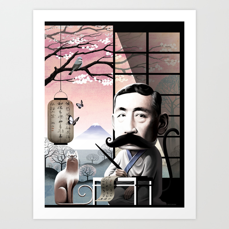 Soseki Natsume I Am A Cat Art Print By Cristosalgado Society6