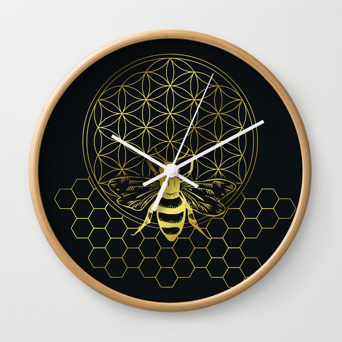 Honey Bee Flower of Life Wall Clock