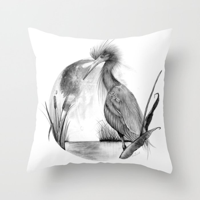 Lesser Blue Heron Throw Pillow