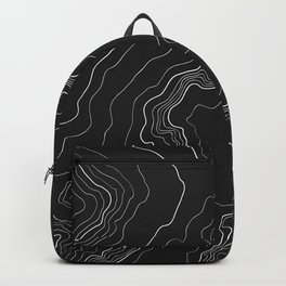 Black & White Topography map Backpack | Mountains, Travel, Decorative, Trip, Drawing, Map, Graphicdesign, Minimalistic, Curated, Digital 