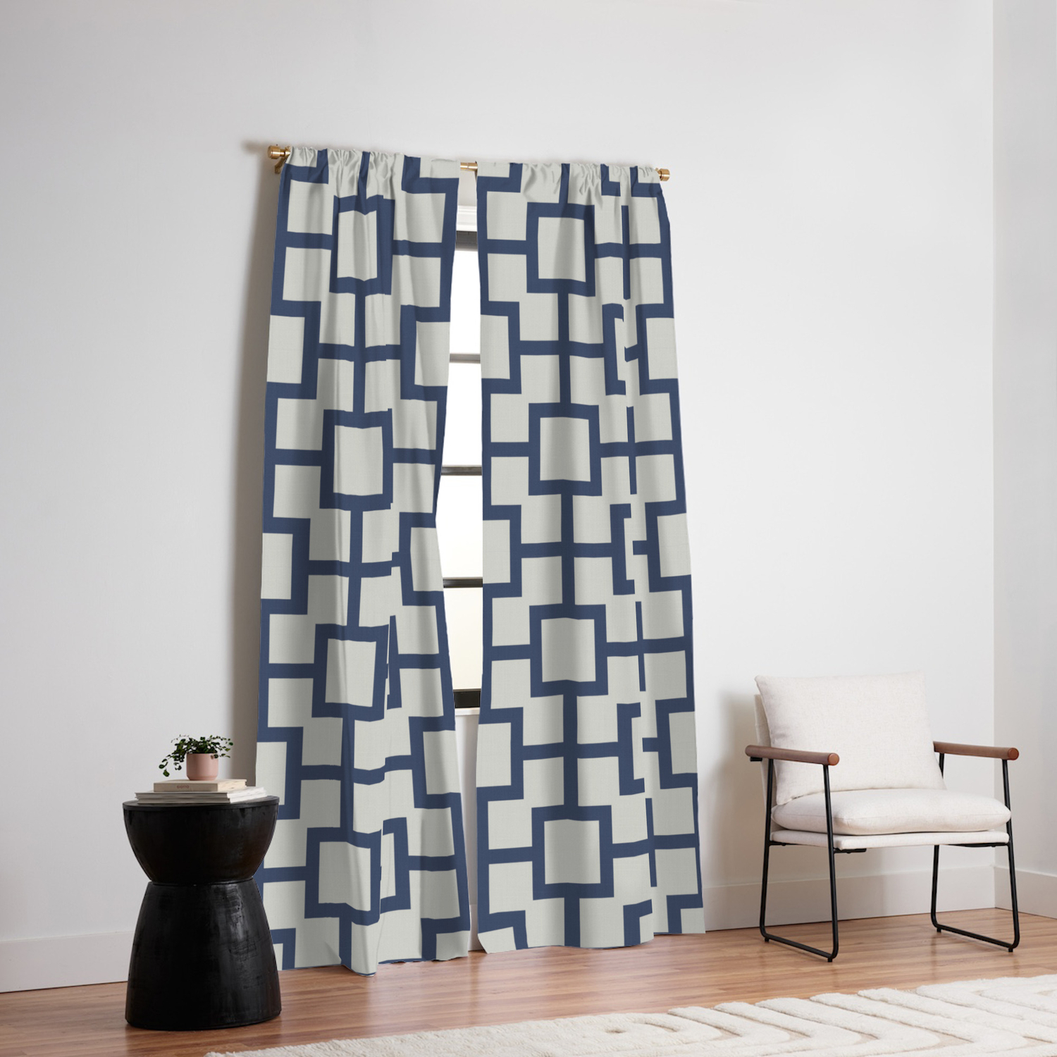 Classic Hollywood Regency Pattern 222 Blue And Gray Blackout