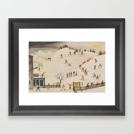 The Practice Slope winter skiing landscape painting by Franz Sedlacek  Framed Art Print