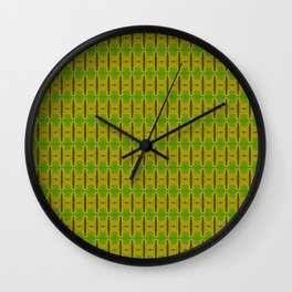 Heliconia Green Gold Stalks Pattern Wall Clock