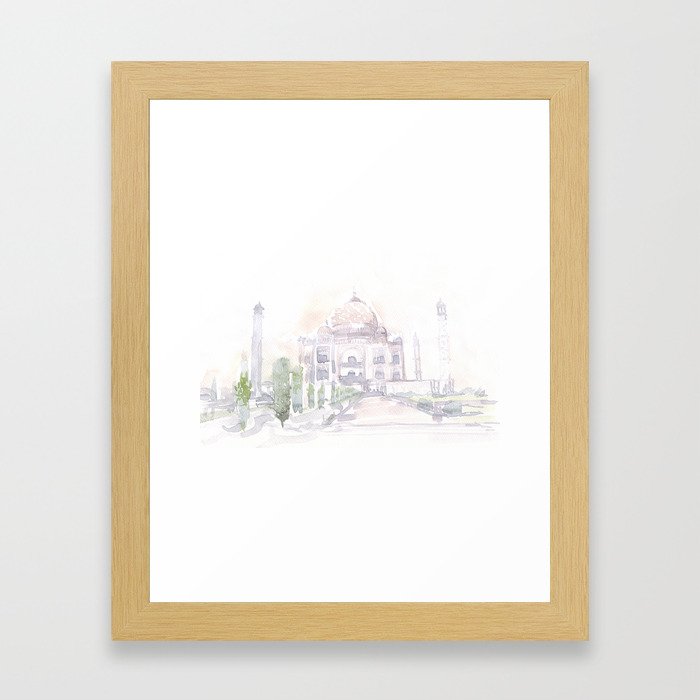 Watercolor landscape illustration_India - Taj Mahal Framed Art Print