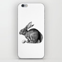 Black And White Nostalgic Easter Bunny iPhone Skin